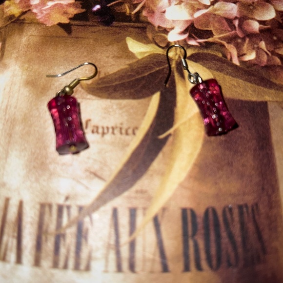 Glass beaded teardrop earrings 90’s style - Picture 4 of 7